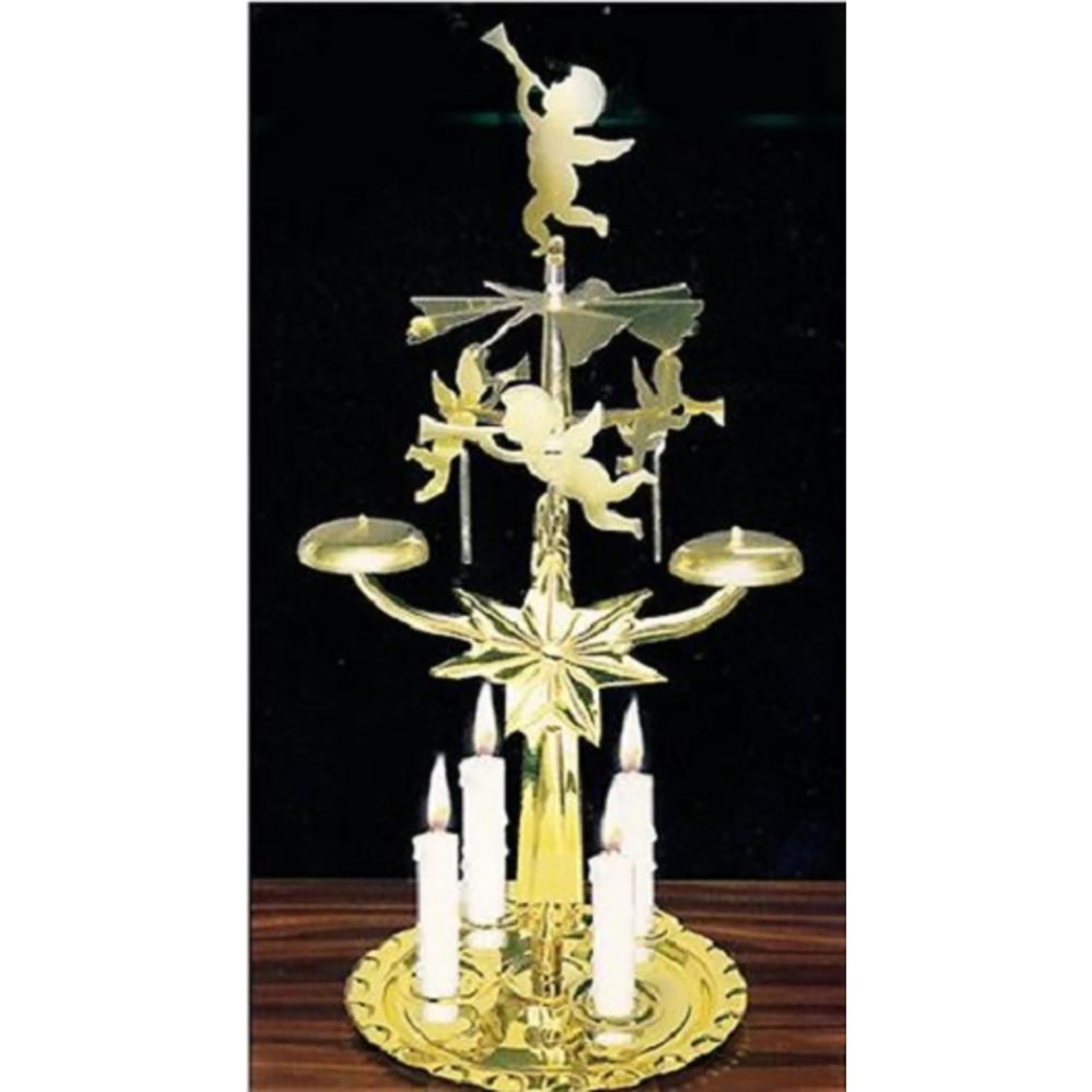 Brass Christmas Carousel Original Swedish Angel Chimes Xmas Decoration Tealight Holder