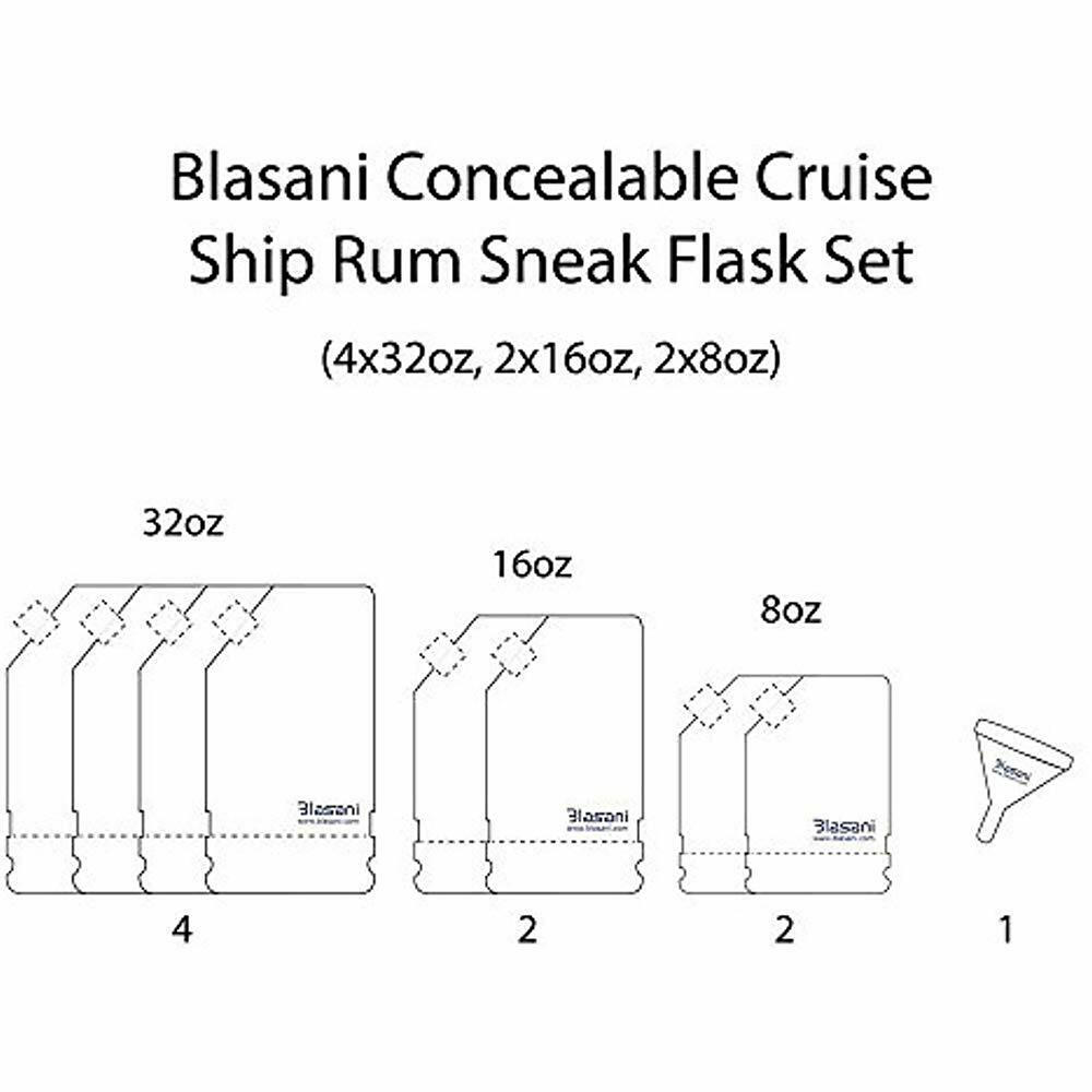 BLASANI 8pc. Concealable Cruise Ship Rum Sneak Flask Kit