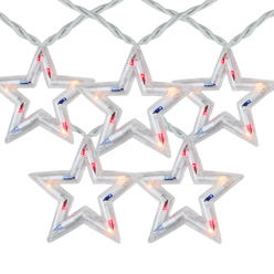 Northlight 5-Count Red and Blue Patriotic Fourth of July Star Light Set, 6ft White Wire
