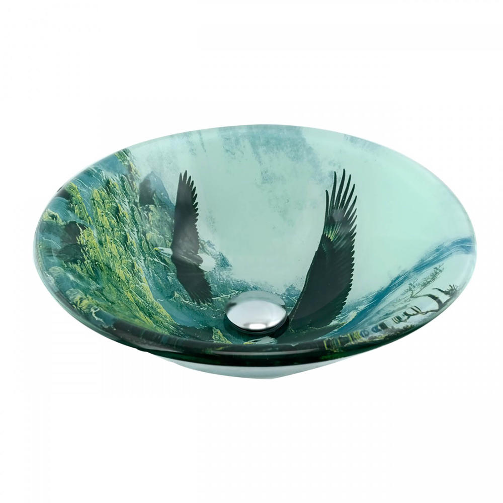 Renovators Supply Eagle Tempered Glass Sink with Drain