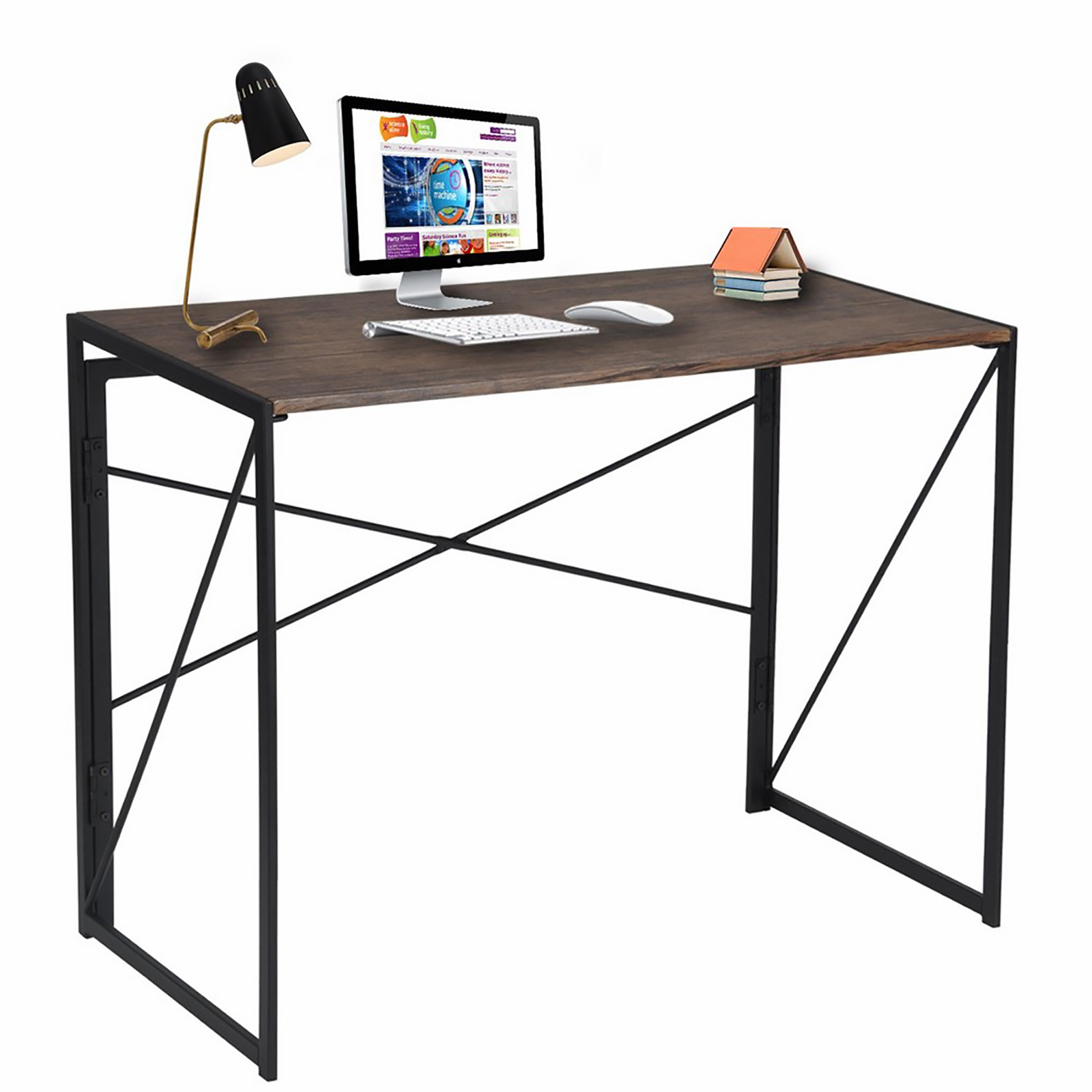 coavas Happer Folding Computer Desk - Walnut/Black