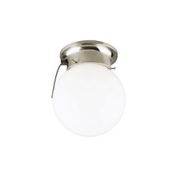Home Impressions Westinghouse Lighting 6720800 One-Light Flush-Mount Interior Ceiling Fixture with Pull Chain, Brushed Nickel Finish with White G