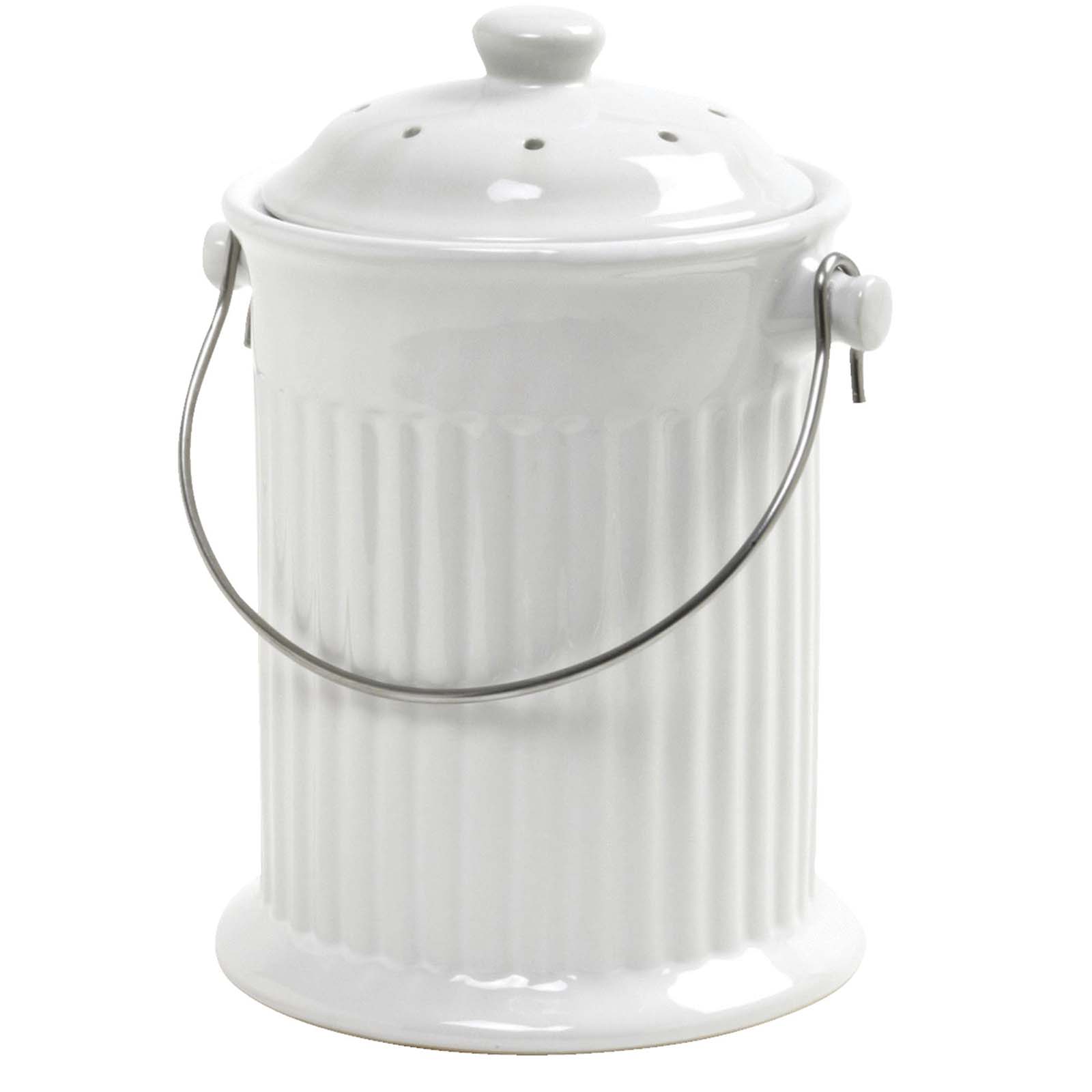 NorPro 93 1gal Ceramic Compost Keeper - White