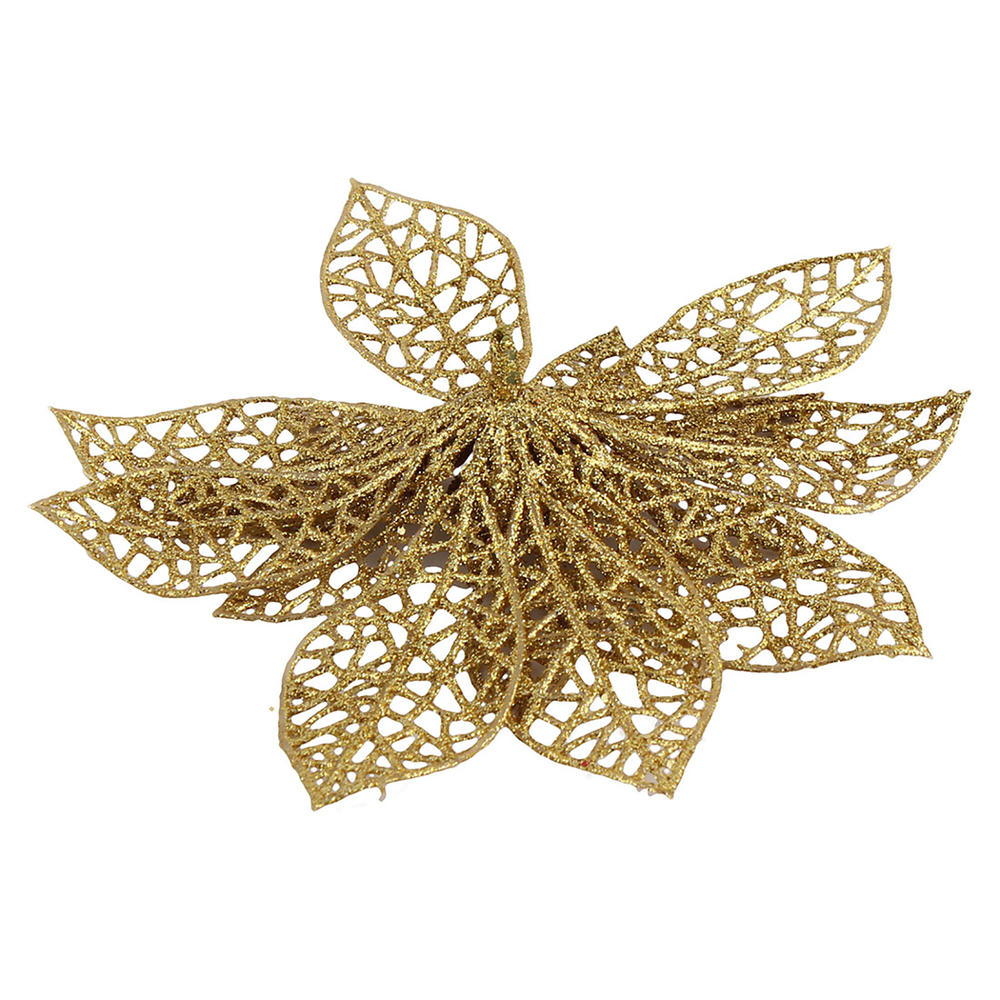 UXCELL 10pc. Christmas Flower Decor Set - Gold Tone