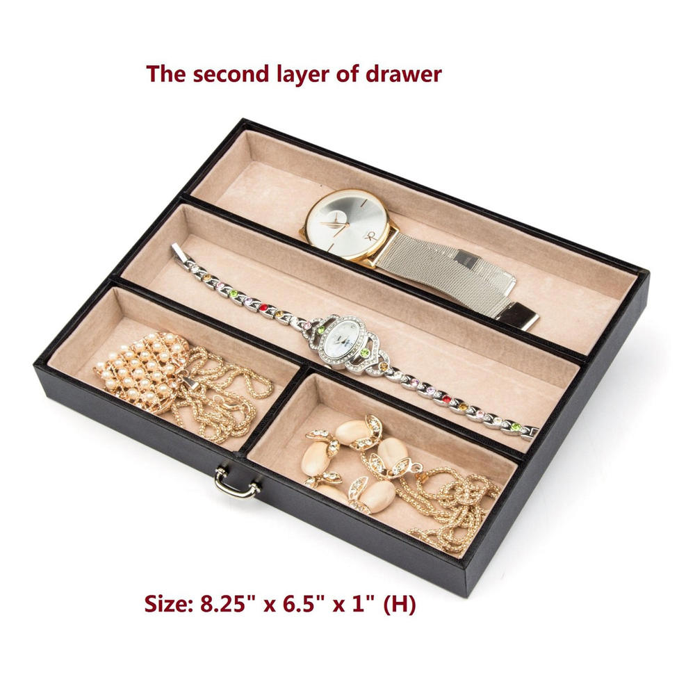 Kendal 4 Sections Jewelry Box Travel Case Black