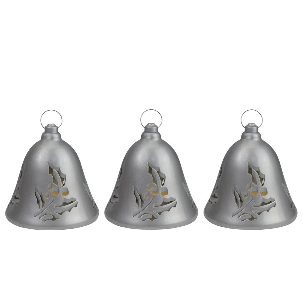 Christmas Central Exclusive 3pc. 6.5" Musical Christmas Decoration Bells - Silver