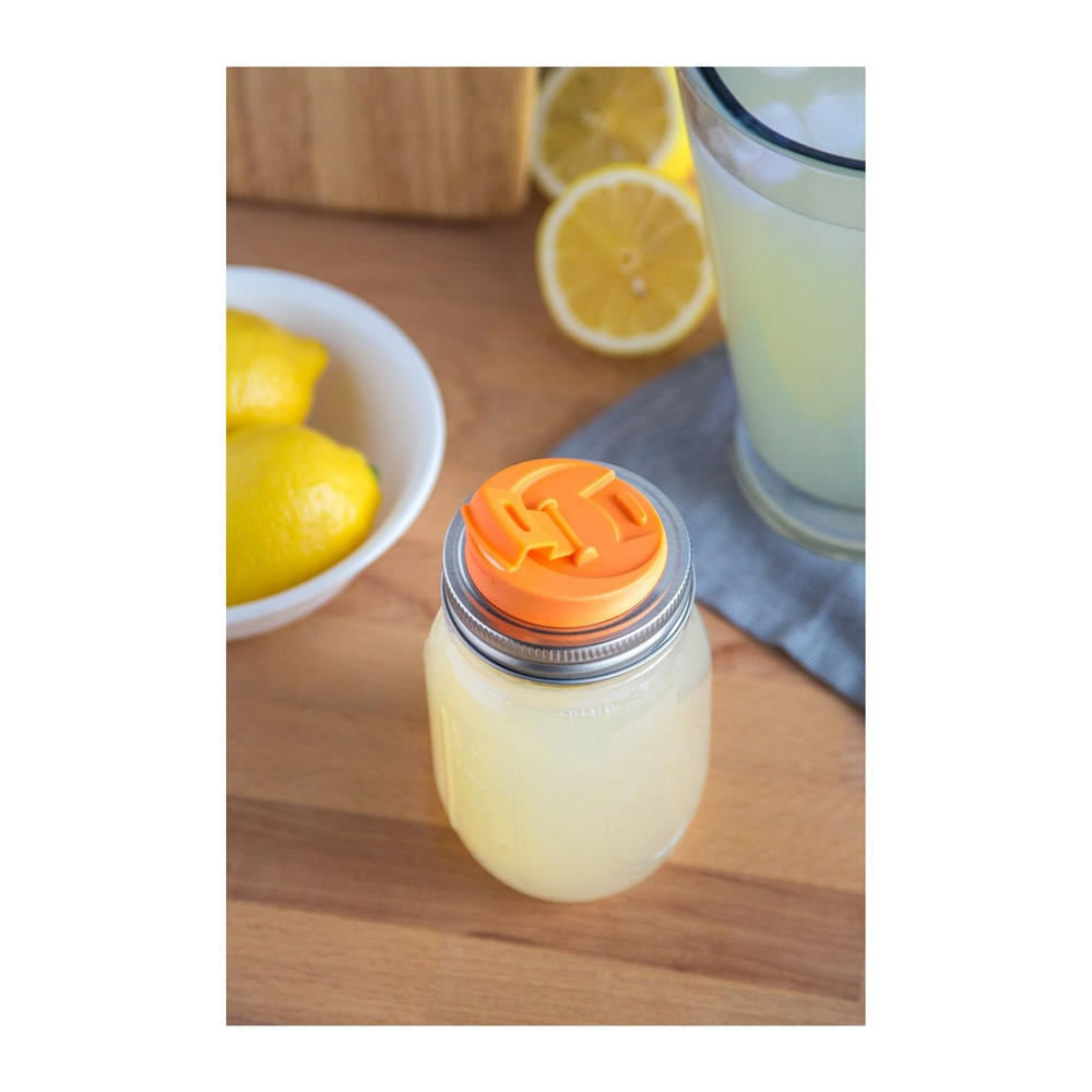 Jarware Drink Lid for Regular - Mouth Mason Jars - Orange