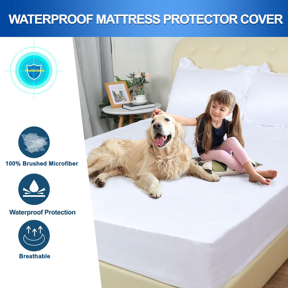 Unique Bargains Water Resistant Full Size Mattress Protector - White