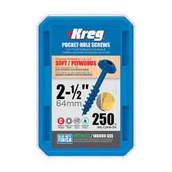 Kreg SML-C250B-250 Kreg Blue-Kote #8 2-1/2 In. Coarse Maxi-Loc Washer Head Pocket Hole Screw (250 Ct.) SML-C250B-250