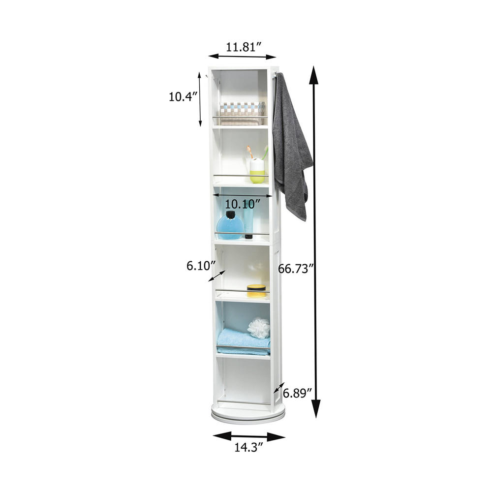 EVIDECO Swivel Storage Cabinet Organizer Tower - White