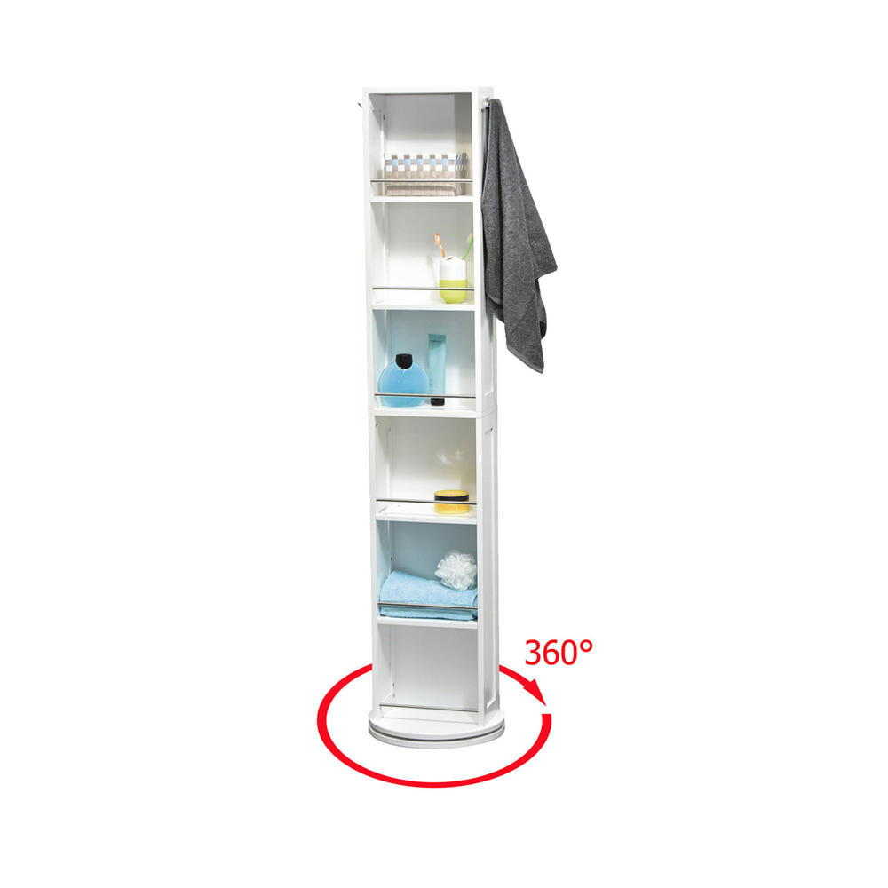 EVIDECO Swivel Storage Cabinet Organizer Tower - White