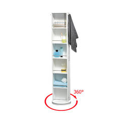EVIDECO Swivel Storage Tower Cabinet Miami Organizer Linen Full Length Mirror White