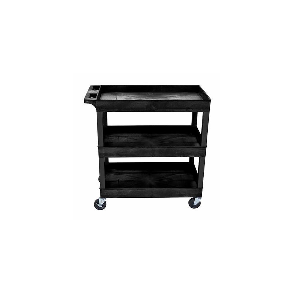 Offex 3 Shelf Utility Storage Tub Cart - Black