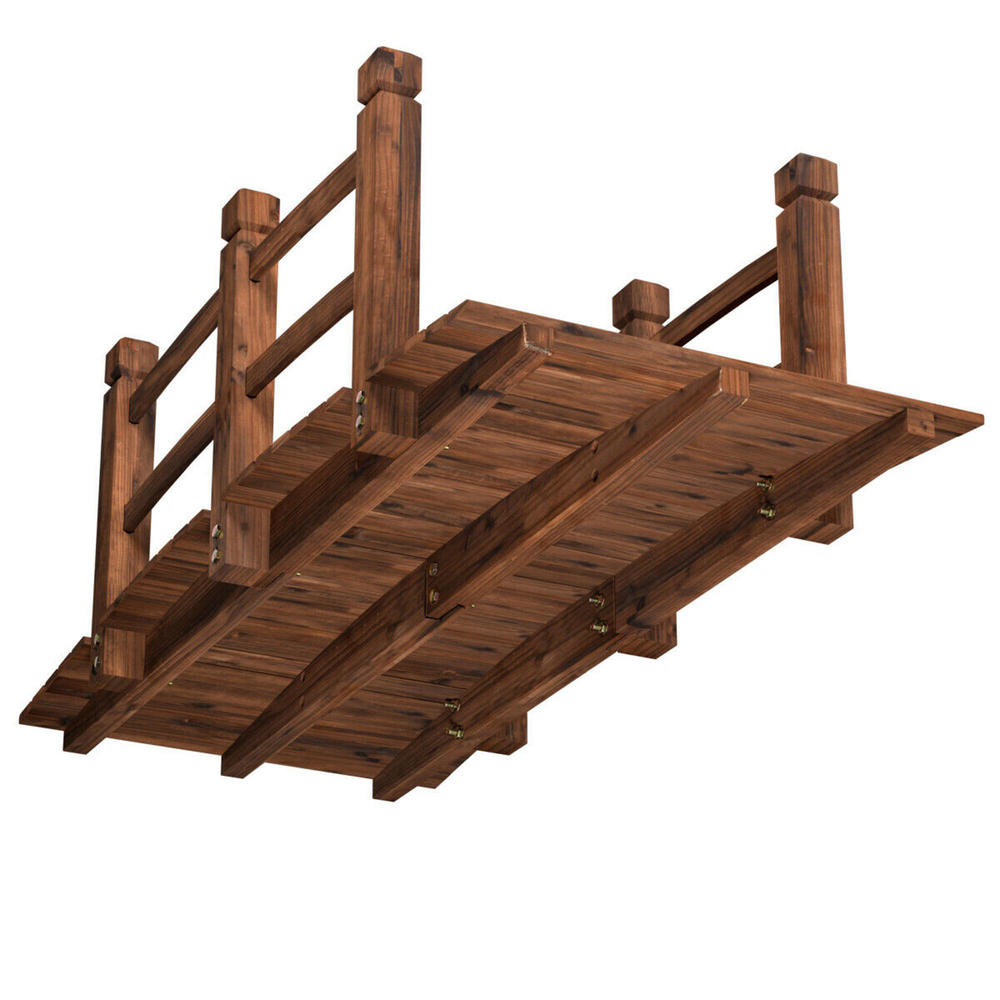 Costway 5' Wooden Bridge - Stained Finish