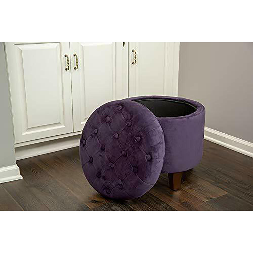 Kinfine USA Inc. Velvet Tufted Round Storage Ottoman - Purple