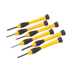 Stanley Tools STANLEY BLACK & DECKER, INC. 66-052 Stanley Tools® 6-Piece Precision Screwdriver Set, Black/yellow 66-052