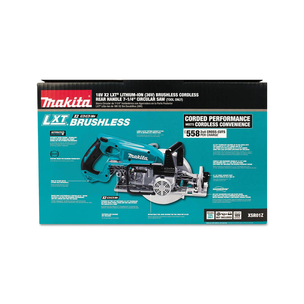 Makita XSR01Z 18V X2 LXT Cordless Lithium-Ion Brushless 7-1/4 in. Rear Handle Circular Saw (Tool Only)
