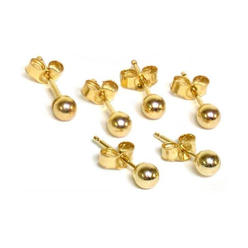Findingking 6 14K Gold 3mm Ball Earrings & Ear Backs FindingKing