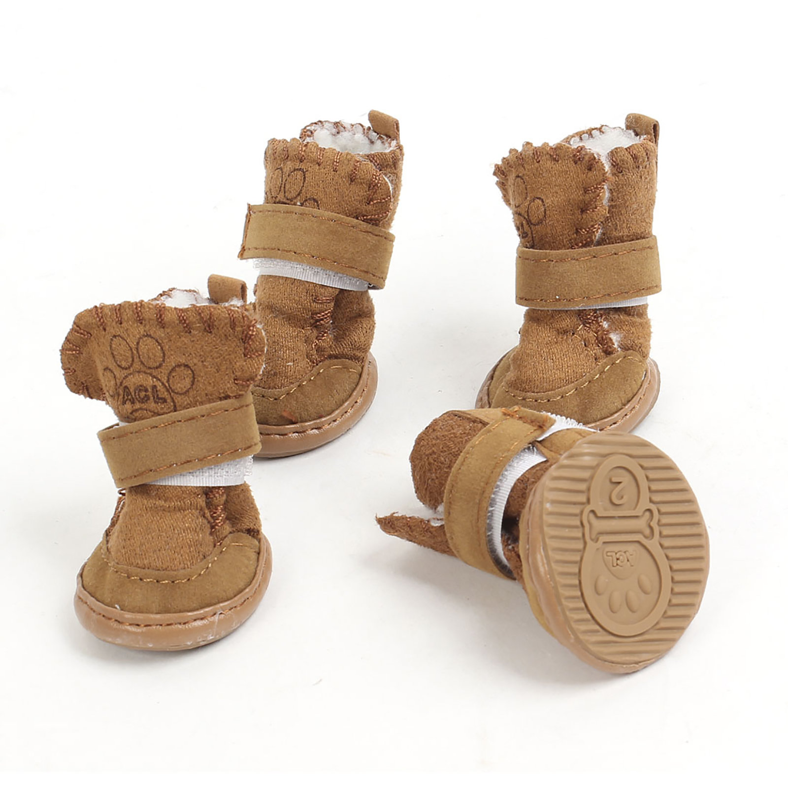 UXCELL 4pc. XS Pet Shoes – Coffee
