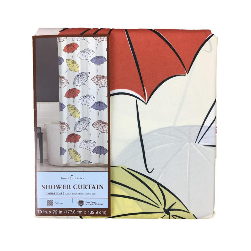 Home Classics Umbrellas Fabric Shower Curtain - Gray Yellow Red