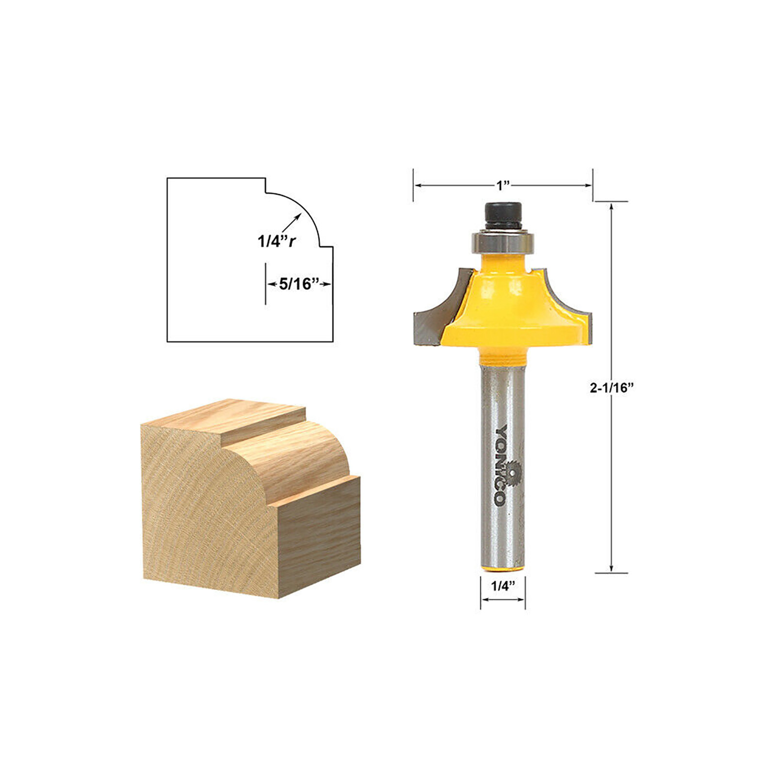 Yonico 1/2" Shank Round Over Edging Router Bit
