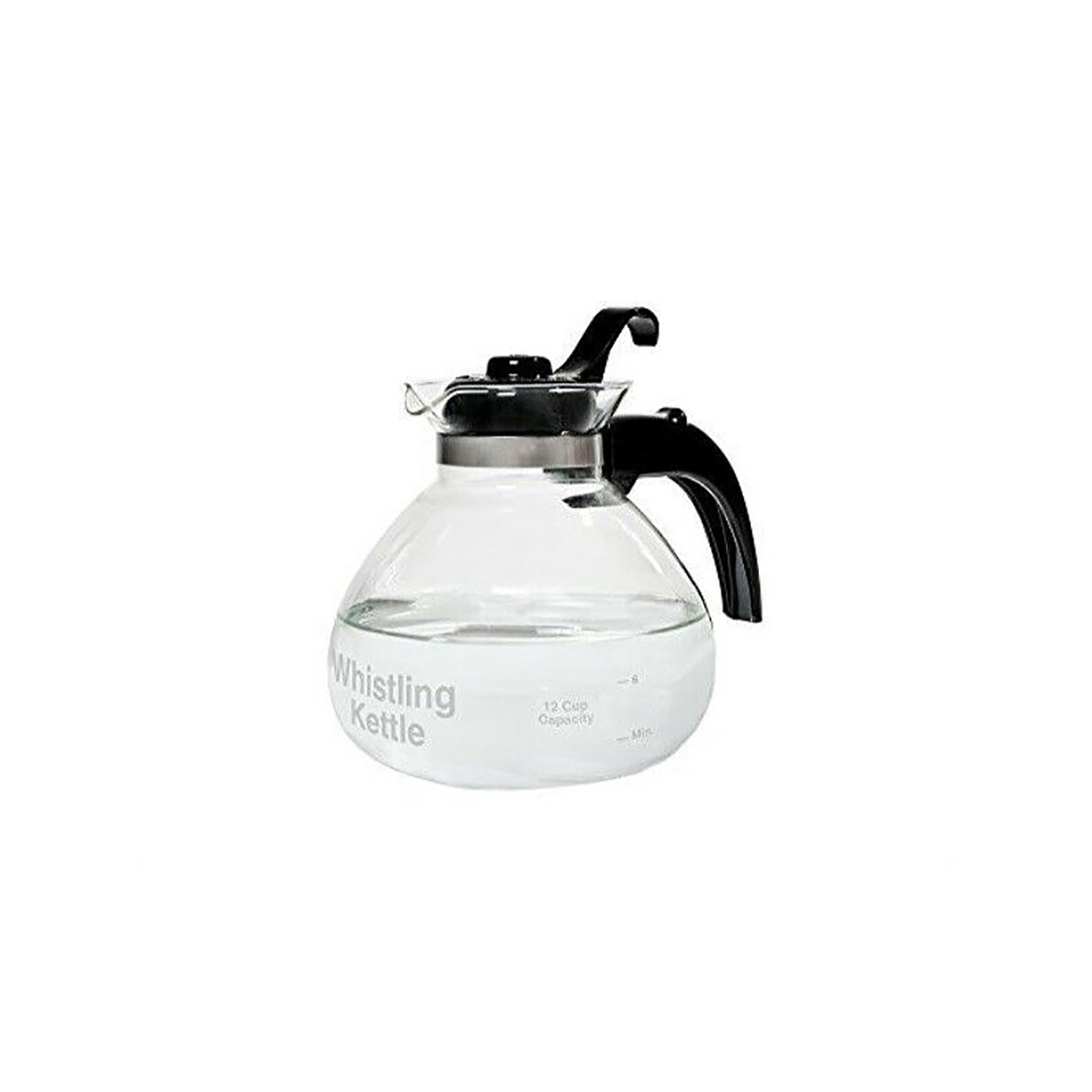 Cafe Brew Collection SKTGRP-2ShtsB 12-Cup Heat-Resistant Glass Stovetop Whistling Kettle
