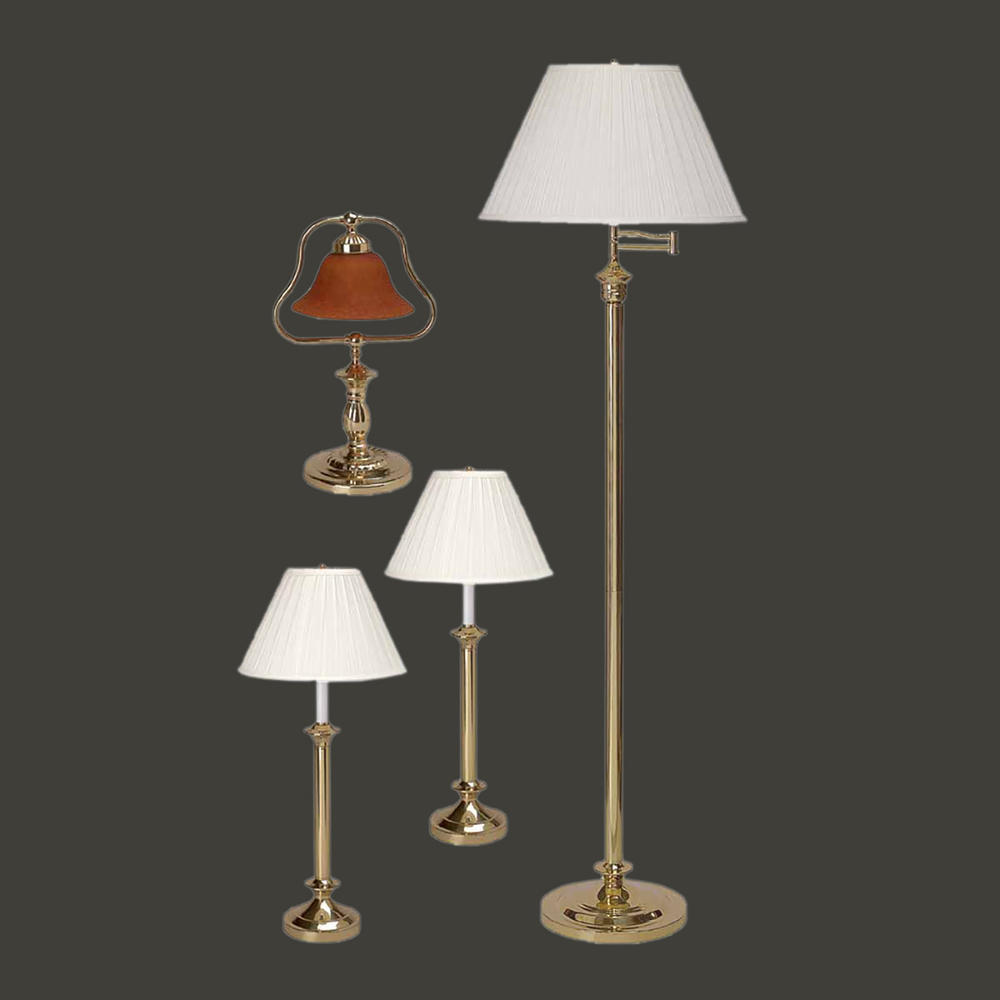 Renovators Supply 4pc. Traditional Floor Lamp Set - Bright Brass