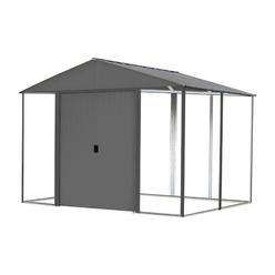 Arrow Shed Arrow 10' X 8' Ironwood Galvanized Steel And Wood Panel Hybrid Outdoor Shed Kit, Anthracite