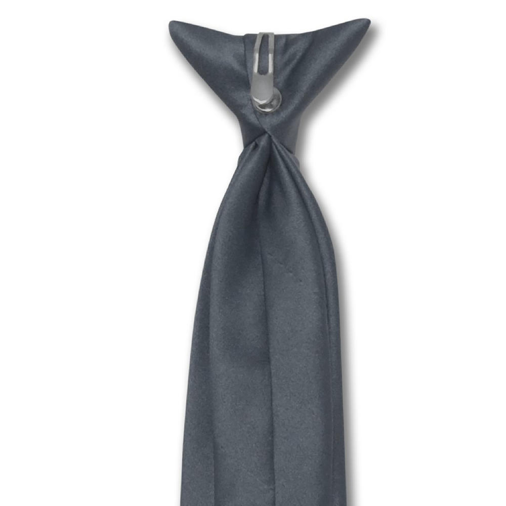 Vesuvio Napoli Boy's Solid Clip-On Necktie - Charcoal Gray