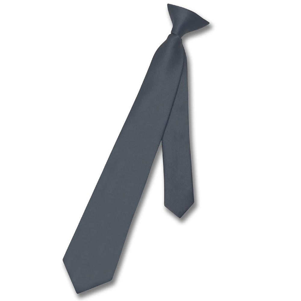 Vesuvio Napoli Boy's Solid Clip-On Necktie - Charcoal Gray