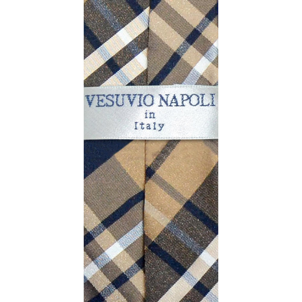 Vesuvio Napoli Boys' Clip-On Neck Tie – Navy Blue/Brown/White