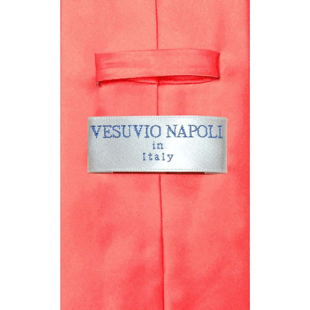 Vesuvio Napoli Men's Full Polyester Necktie - Solid Coral Pink