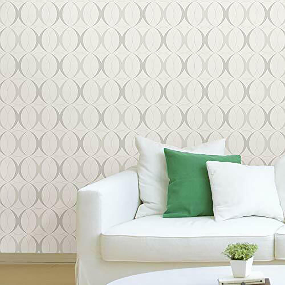 NuWallpaper Peel and Stick Circulate Wallpaper - Light Silver