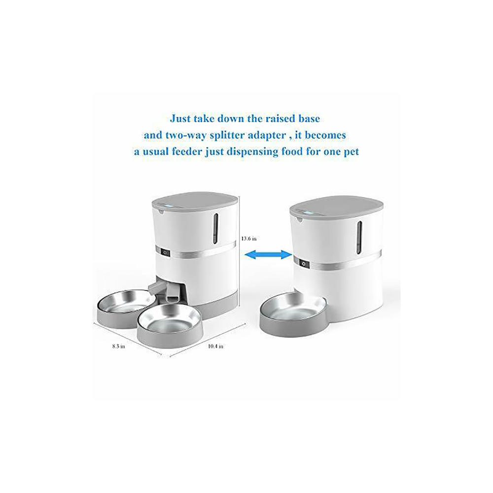 WellToBe Automatic Cat Feeder with 2-way Splitter and Double Bowls
