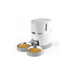 WellToBe Automatic Cat Feeder, Welltobe Pet Feeder Food Dispenser For Cat & Small Dog With Two-Way Splitter And Double Bowls, Up 