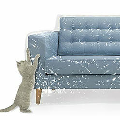 Kitty Cat Protector Plastic Couch Cover Pets | Cat Scratching Protector Clawing Deterrent | Heavy Duty Water Resistant Thick Clear Vinyl | Sofa Slip