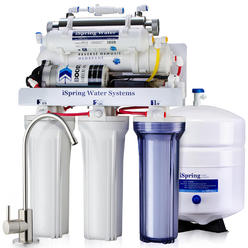iSpring RCC1UP 6-Stage 100 GPD Under Sink Reverse Osmosis Drinking Water Filtration System with Booster Pump and UV Ultraviolet 