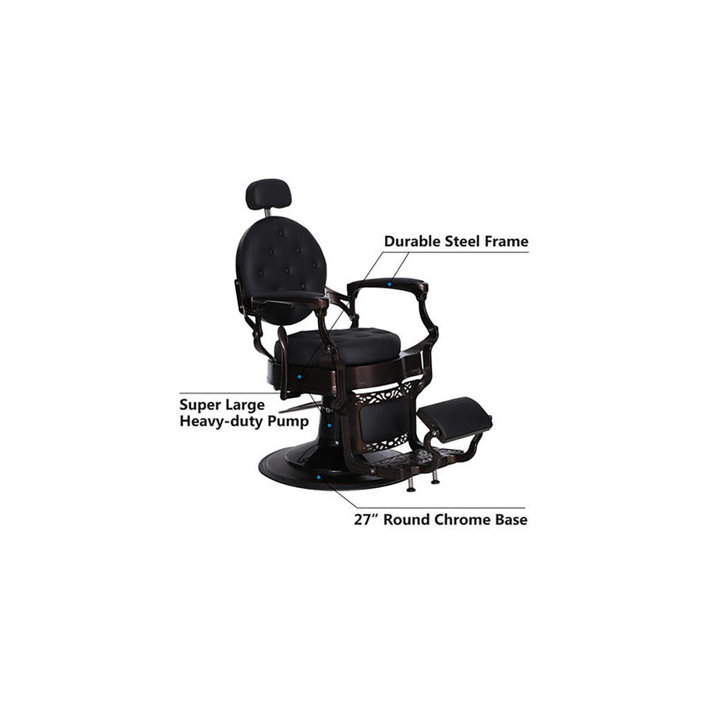 BarberPub  Heavy Duty Metal Vintage Barber Chair All Purpose Hydraulic Recline Salon Beauty Spa Chair Styling Equipment 3849