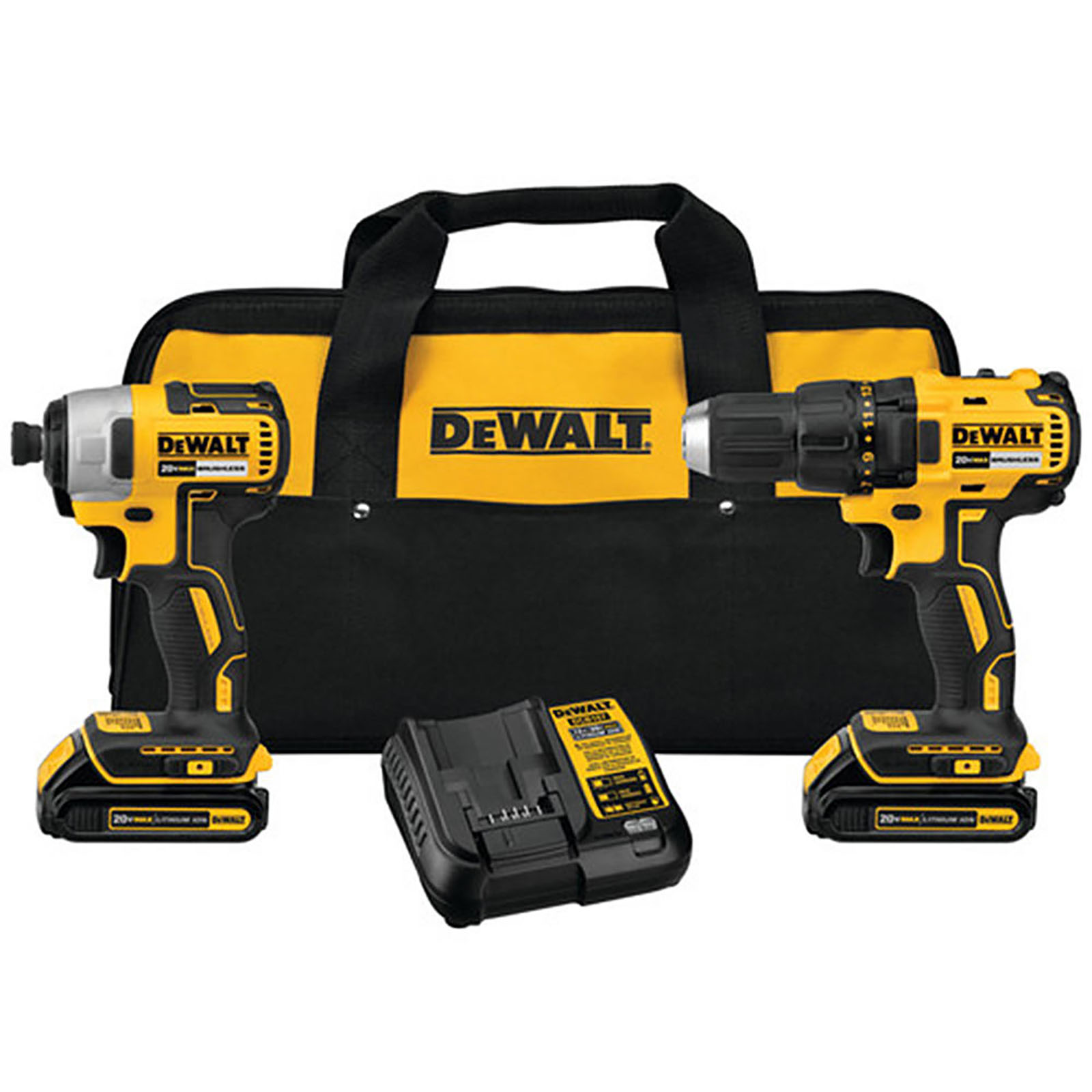 DeWalt DCK277C2 20V MAX Cordless Brushless Compact Drill and Driver Kit with Accessories