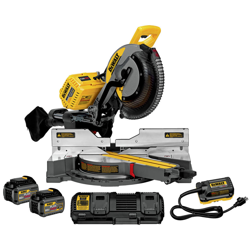 DeWalt DHS790AT2 120V MAX FlexVolt Cordless Lithium-Ion 12 in. Dual Bevel Sliding Compound Miter Saw Kit with Batteries and Adap
