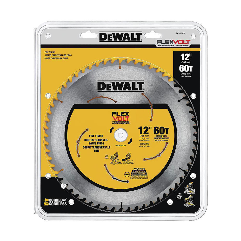DeWalt  DWAFV31260 12-Inch 60-Teeth Carbide Teeth FLEXVOLT Miter Saw Blade
