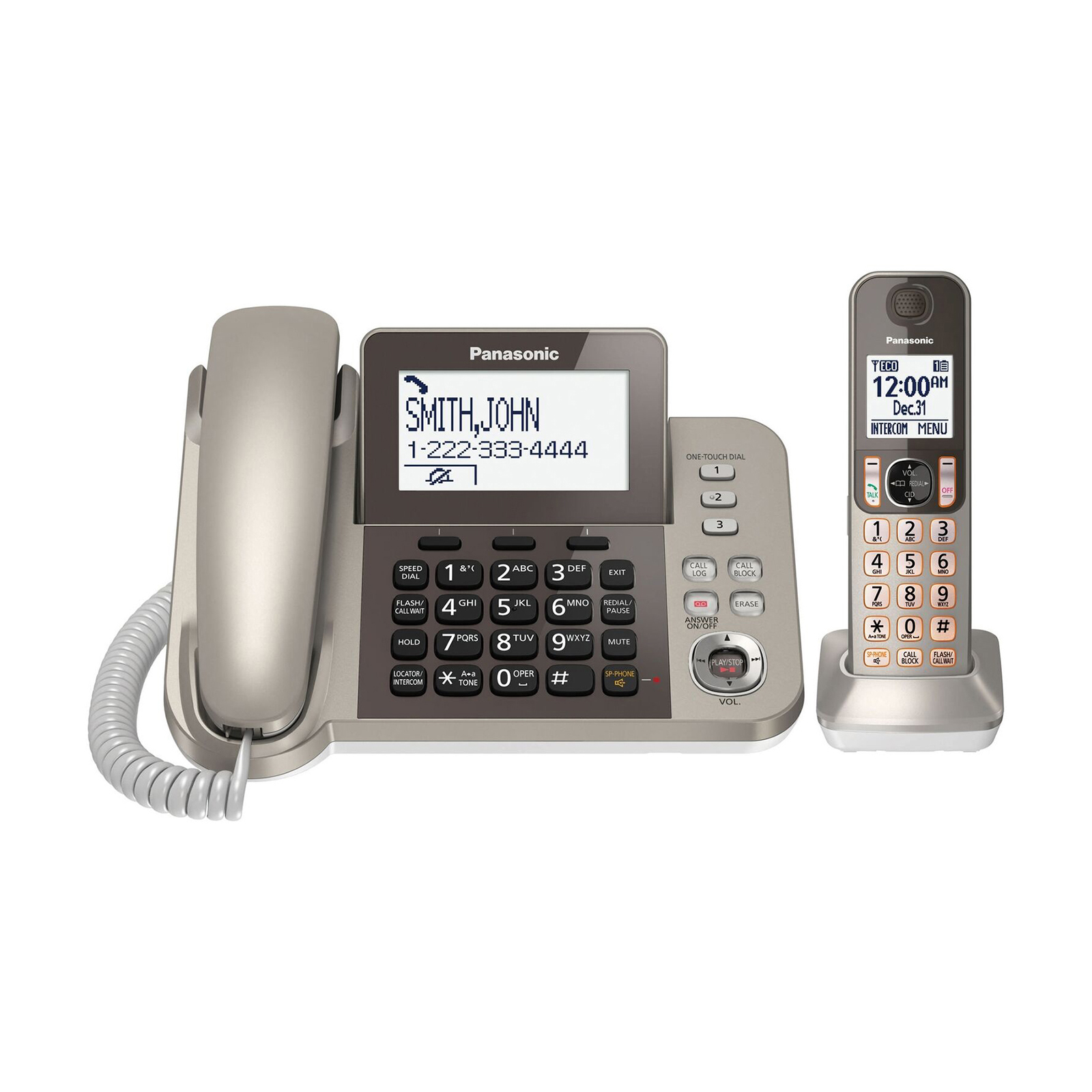 Panasonic 3244079  KX-TGF350N - Corded/cordless - answering system with caller ID/call waiting - DECT 6.0 - champagne gold (KX-T