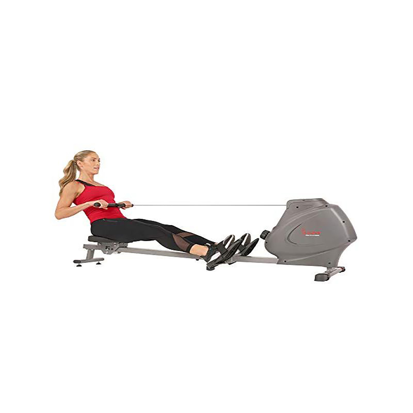 Sunny Health & Fitness  Compact Folding Magnetic Rowing Machine with LCD Monitor, Bottle Holder, 43 Inch Slide Rail, 250 LB