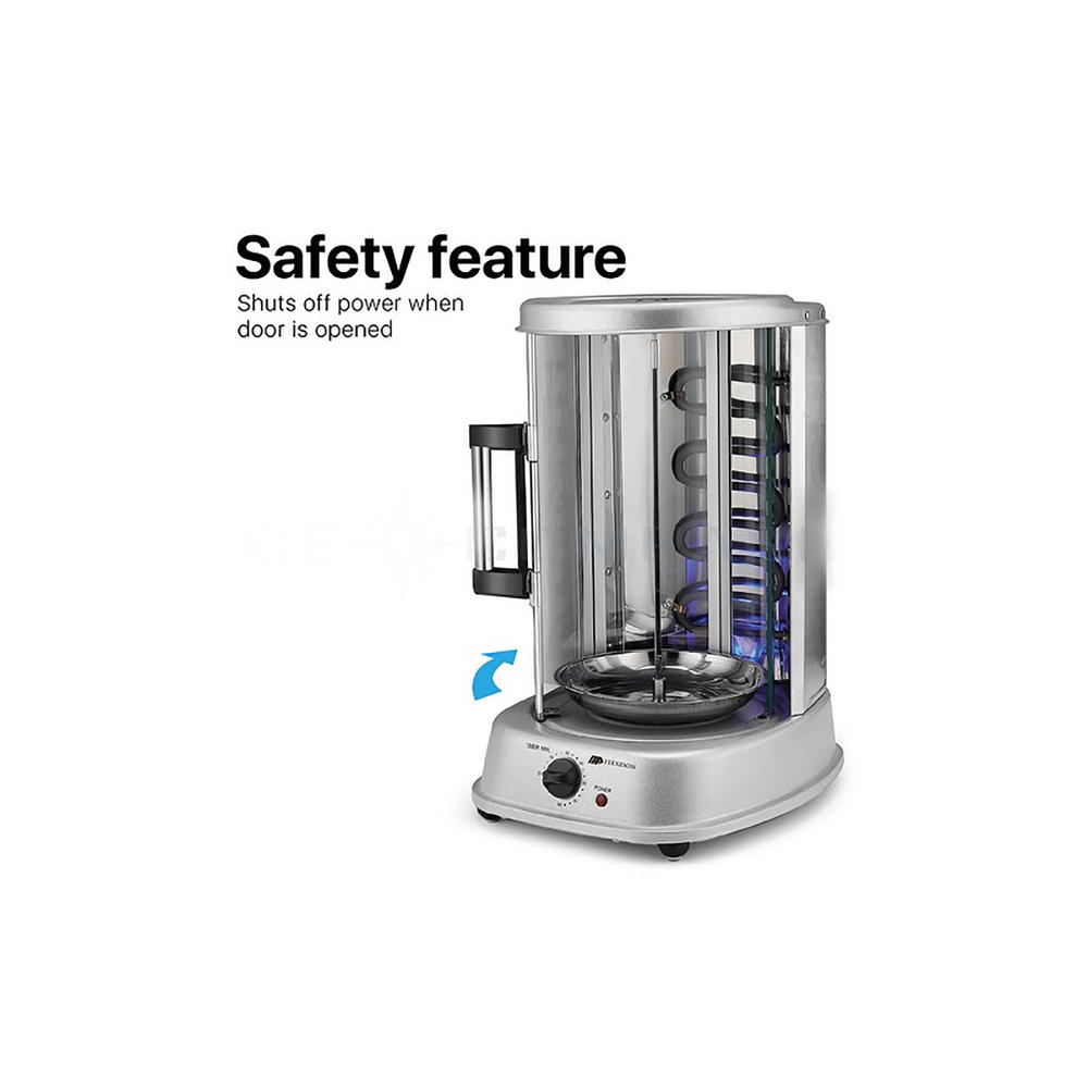Flexzion MCH_OVN_TB1023A_SLV Vertical Rotating Rotisserie Oven Grill