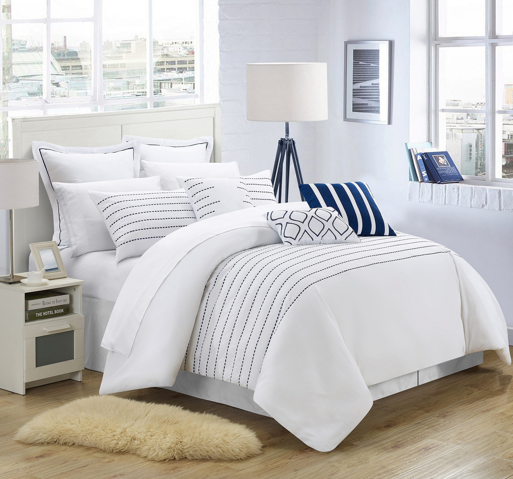 Chic Home 9pc. Brenton King Comforter Set - White