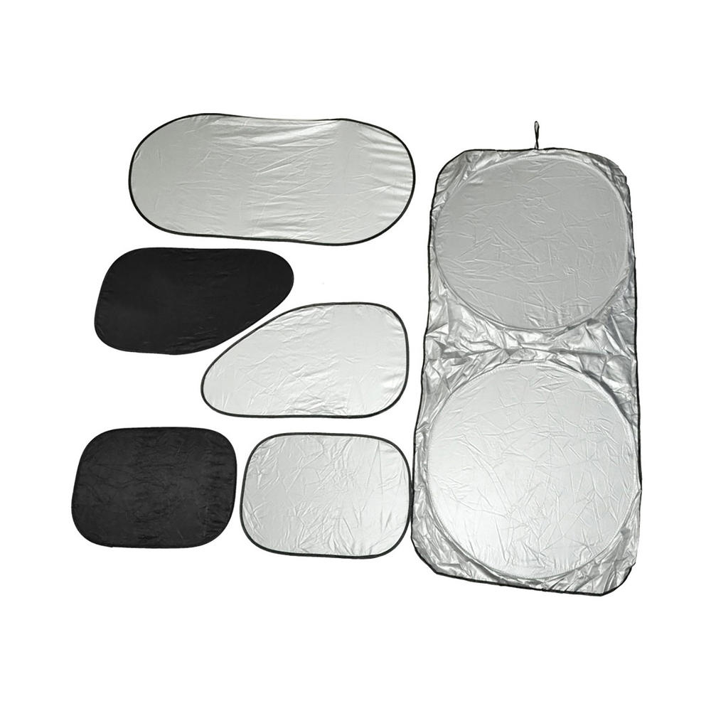 Unique Bargains 6-in-1 Foldable Windshield Cover Set - Silver Tone & Black
