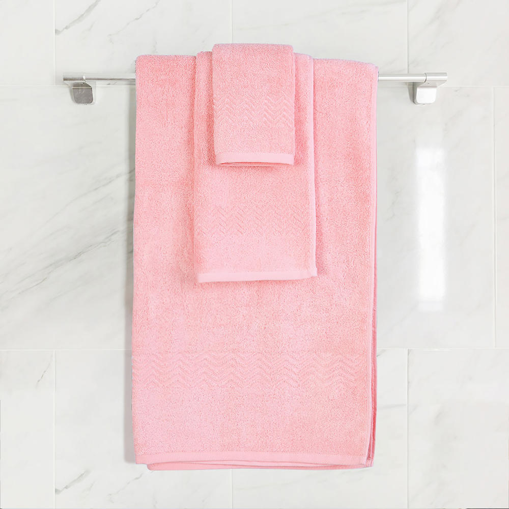 Unique Bargains 6pc. Absorbent Cotton Bath Towel Set Pink
