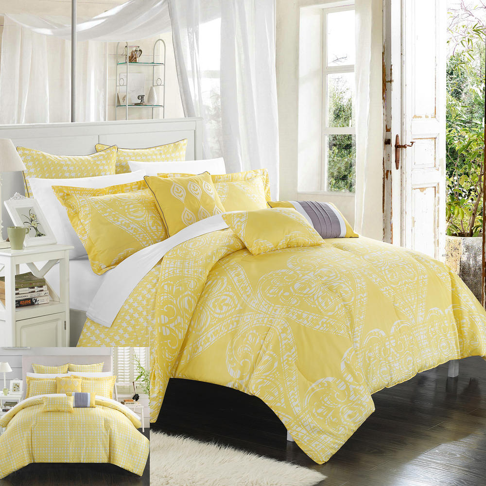 Chic Home 8pc. Sicily Queen Comforter Set Bedding - Yellow