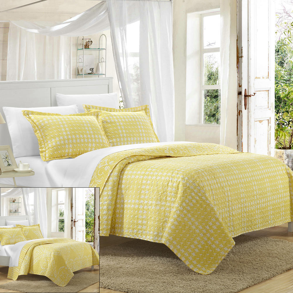 Chic Home 7pc. Napoli Reversible Queen Quilt  Set - Yellow
