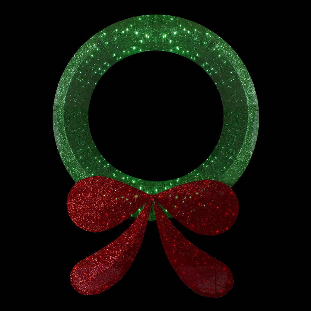 Northlight 48" Lighted Tinsel Xmas Wreath – Red/Green